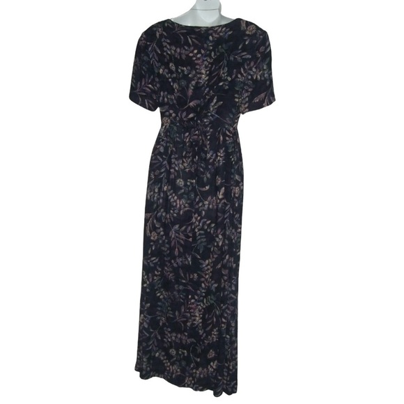 Vintage 90's Dress Liz Claiborne Button Down Duster Floral Grunge Flower Blue 6 - Picture 10 of 16